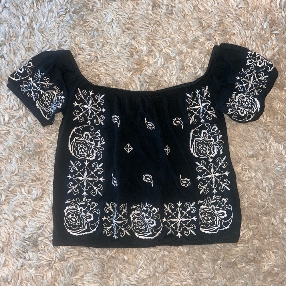 Black and white crop shirt from Express